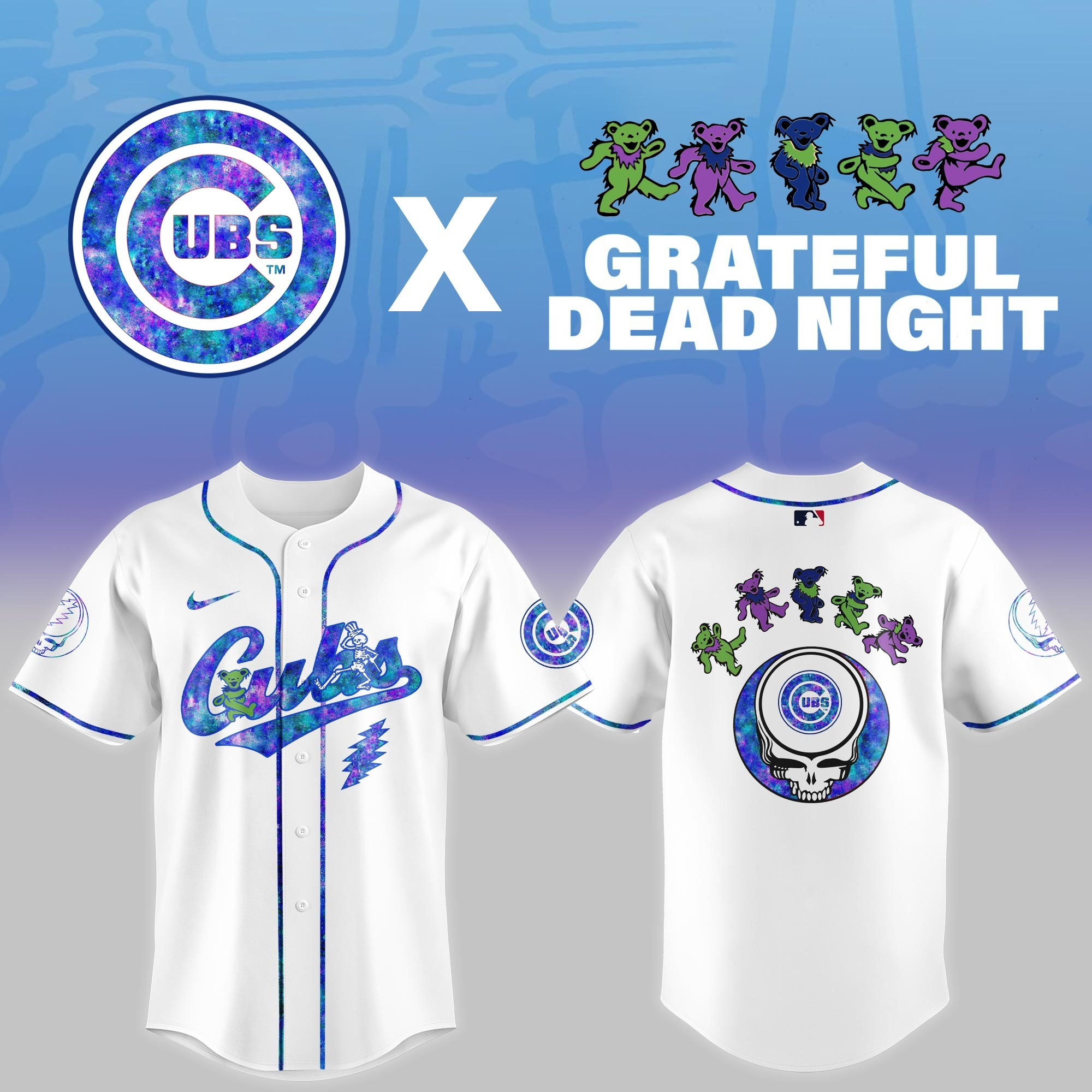Chicago Cubs 2025 Grateful Dead Night Jersey MLB Baseball Merch Best Gifts For Cubs Fans