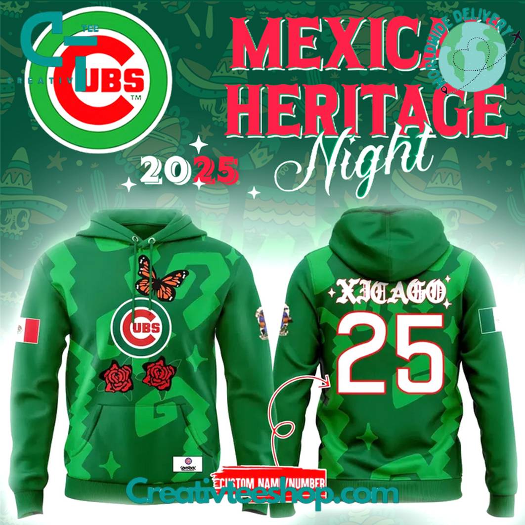 Chicago Cubs Mexican Heritage 2025 Special Green Hoodie