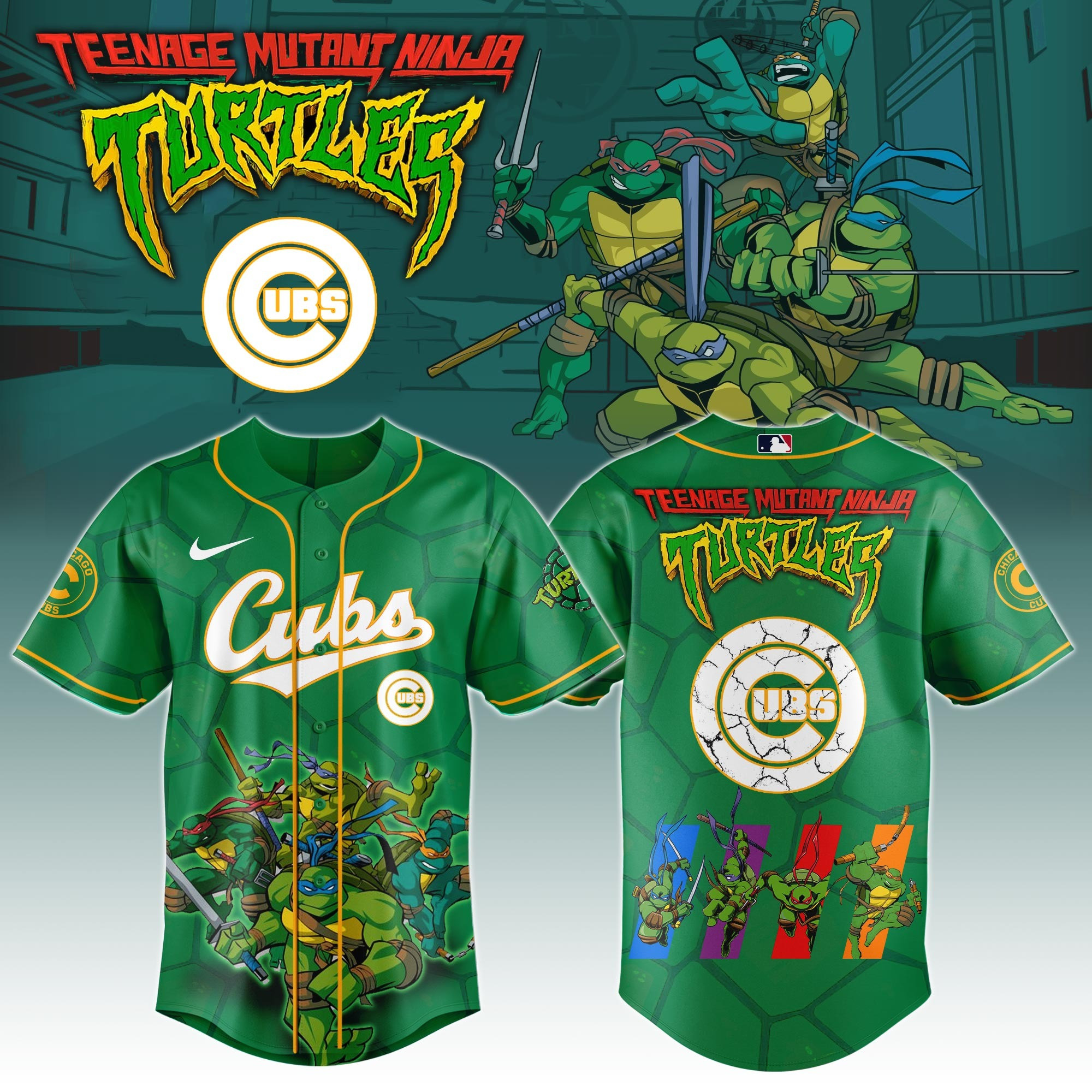 Chicago Cubs Ninja Turtles Night Game Jersey MLB Baseball Fan Merch Ninja Turtles Gifts