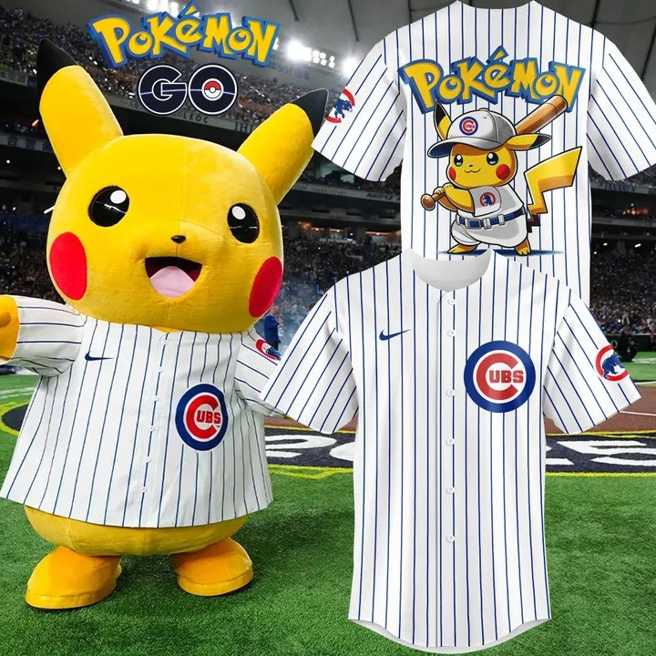 Chicago Cubs Pokemon Jersey 2025 Chicago Cubs Baseball Jersey Merch Fan Gifts For Him