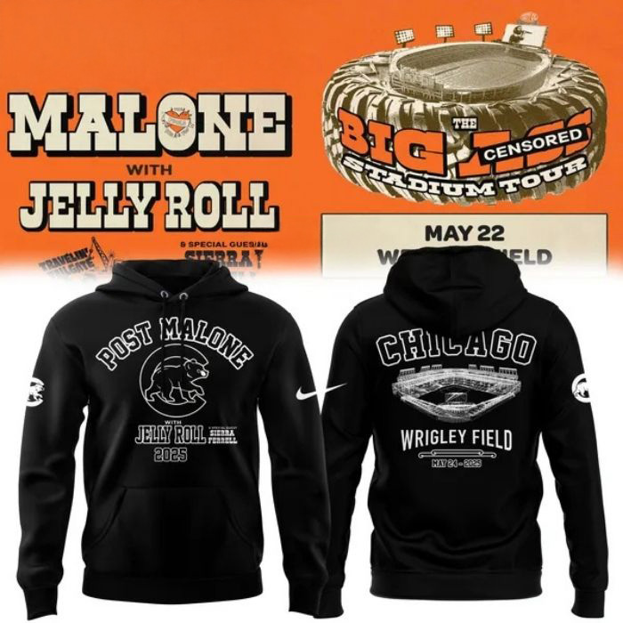 Chicago Cubs Post Malone Jelly Roll Big Ass Stadium Hoodie Best Gift For Cubs Fans
