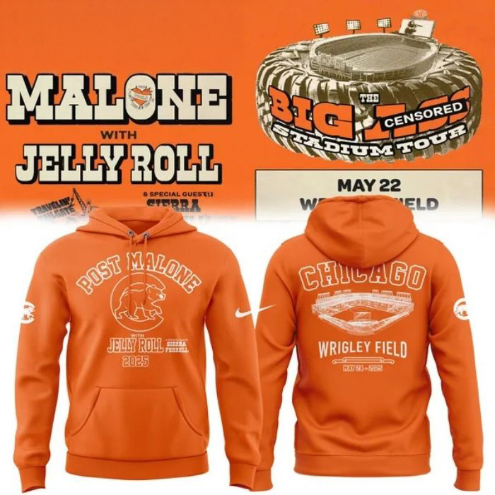 Chicago Cubs Post Malone Jelly Roll Big Ass Stadium Hoodie Gift For Cubs Fans