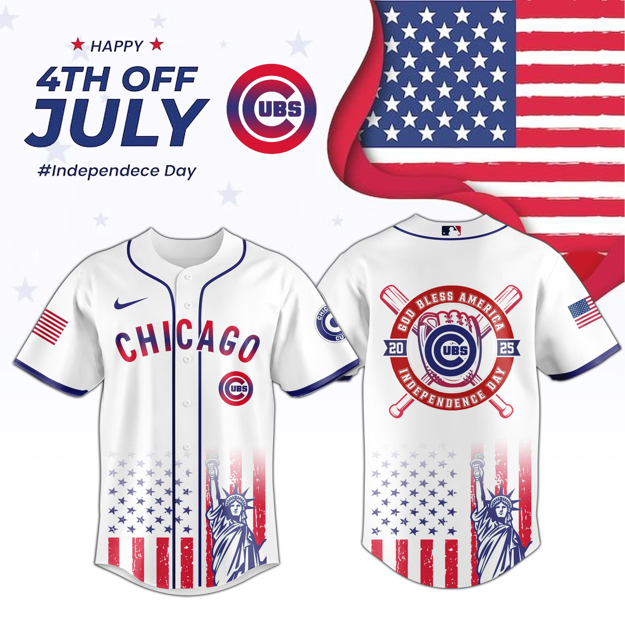 Chicago Cubs Special Independence Day  Edition Jersey Best Gifts For Baseball Fans