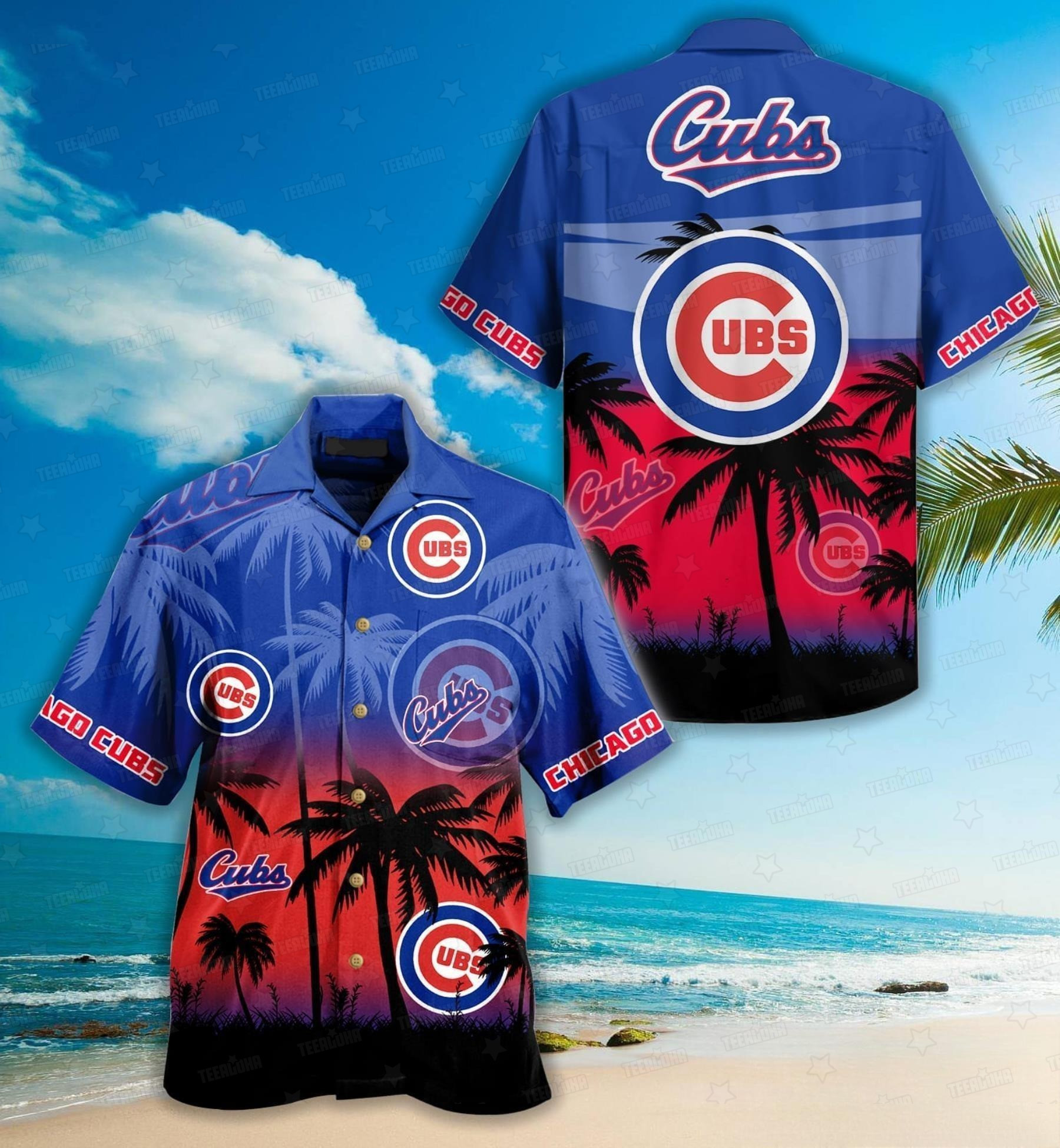 Chicago Cubs Sunset Palms Aloha Hawaiian Shirt for Men And Women Gift For Sport Music Fans