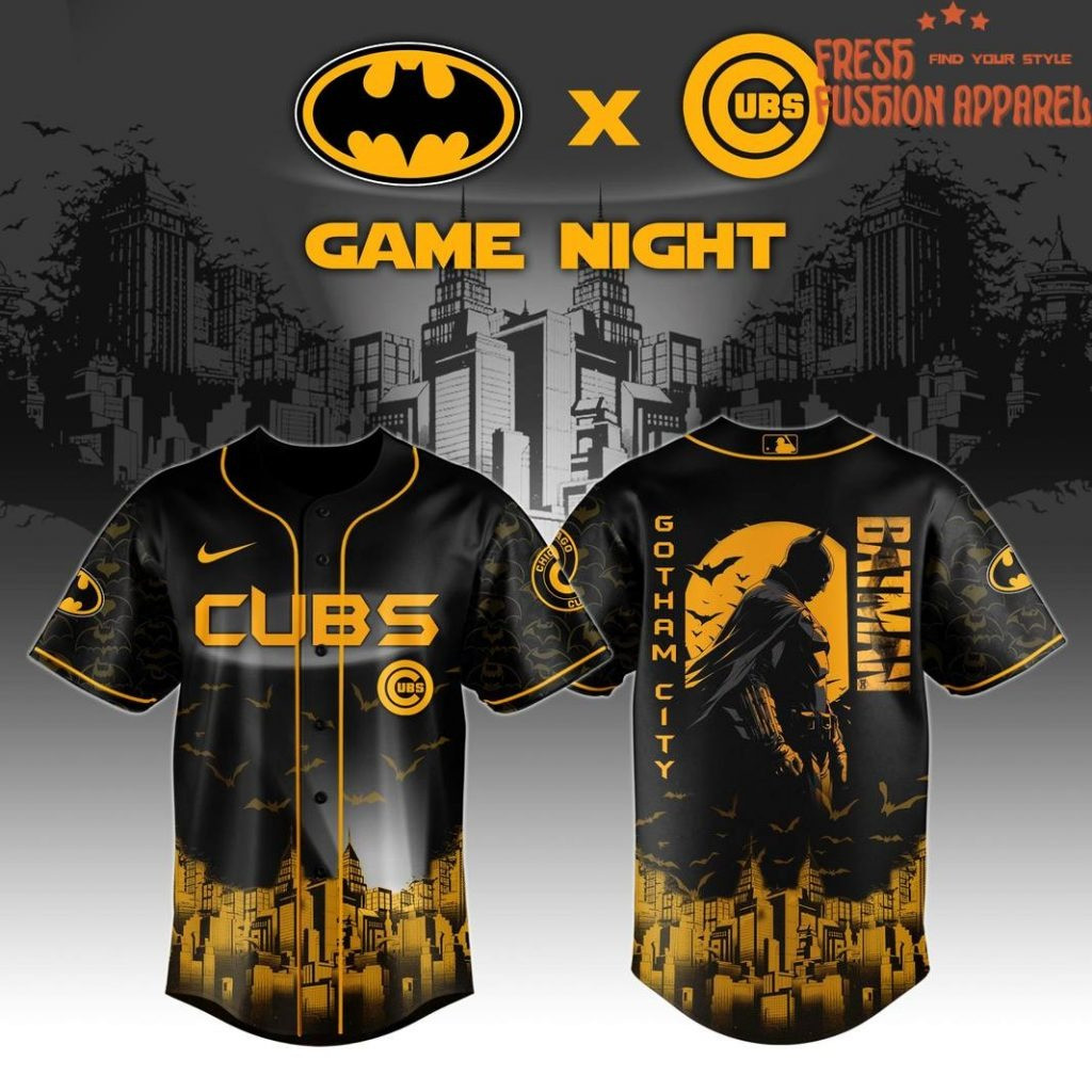 Chicago Cubs x DC Batman Game Night Special Baseball Jersey Presents For Baseball Lovers