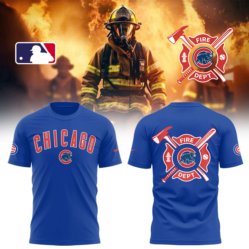 Chicago Cubs x Firefighter Appreciation Night T-Shirt Gifts For Baseball Players - XL