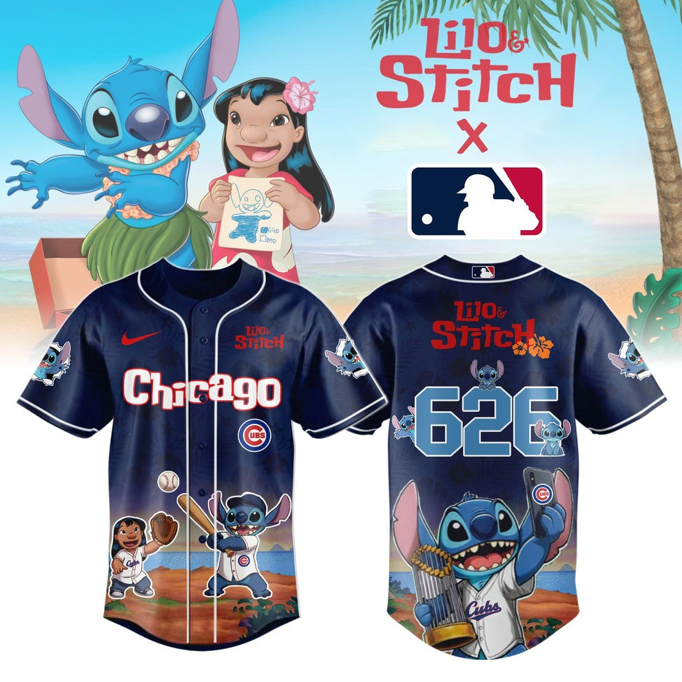 Chicago Cubs X Lilo & Stitch Jersey MLB Merch Cute Stitch Lovers Unique Gifts For Cubs Fans