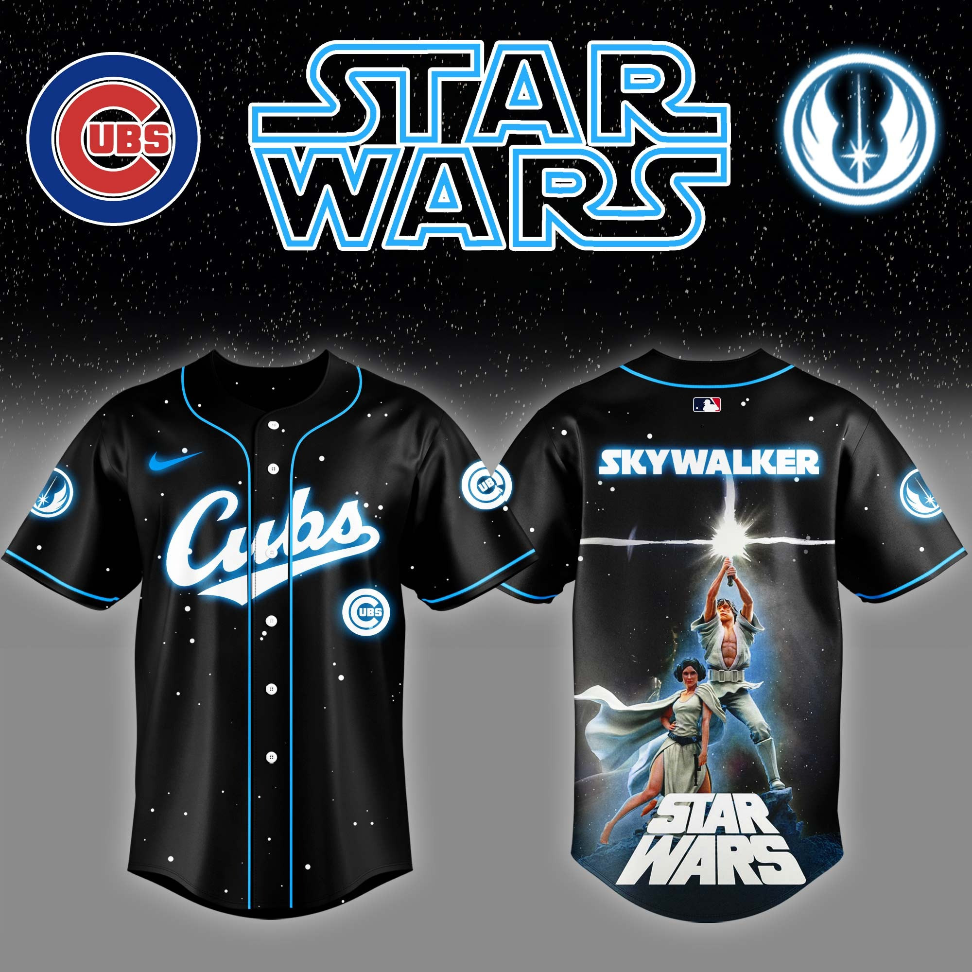 Chicago Cubs x Star Wars Luke Skywalker Game Baseball Jersey Great Gifts For Hockey Fans