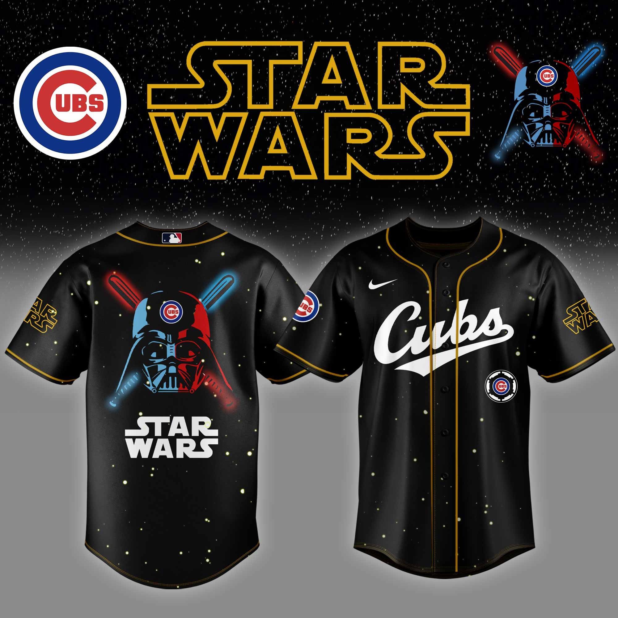 Chicago Cubs x Star Wars Night Jersey MLB Merch Baseball Lover Best Gifts For For Cubs Fans