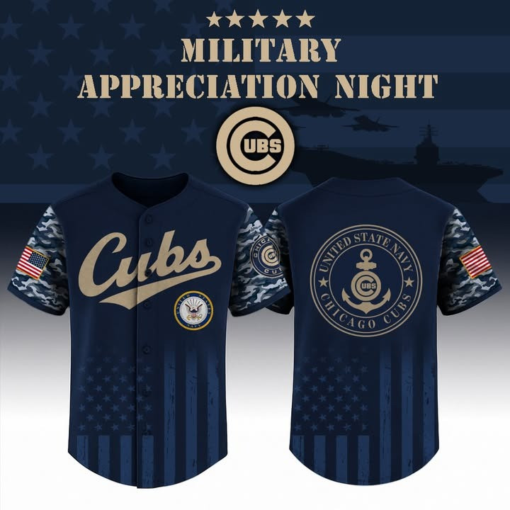 Chicago Cubs x US Navy Appreciation Night Baseball Jersey Camo Baseball Gifts For Cubs Fans