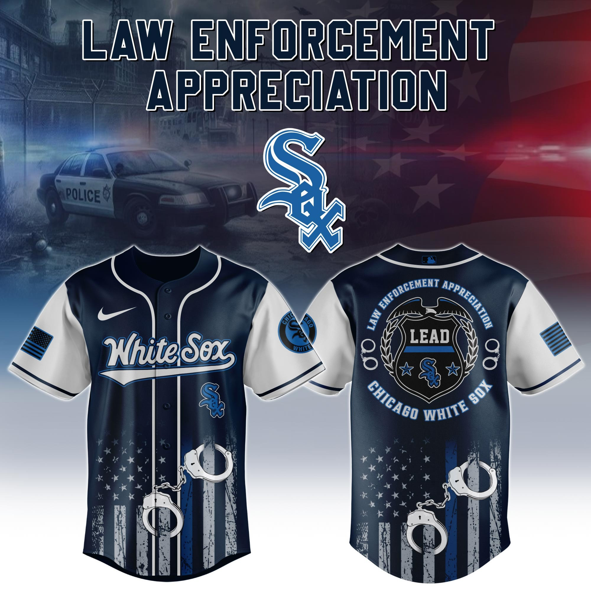 Chicago White Sox Law Enforcement Appreciation Day Jersey Thin Blue Line Baseball Fan Gifts