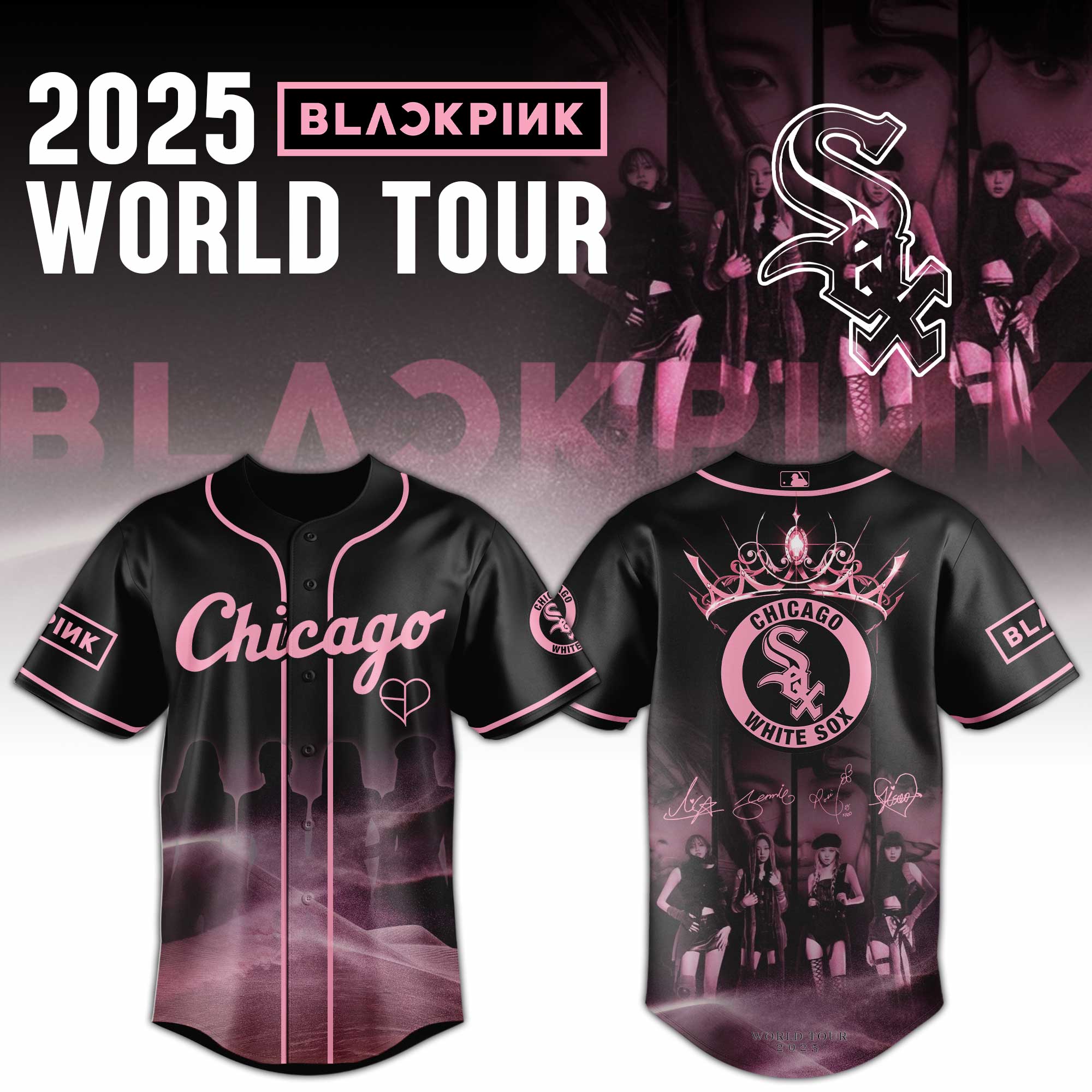 Chicago White Sox MLB x Black Pink World Tour Personalized Baseball Jersey For Fans