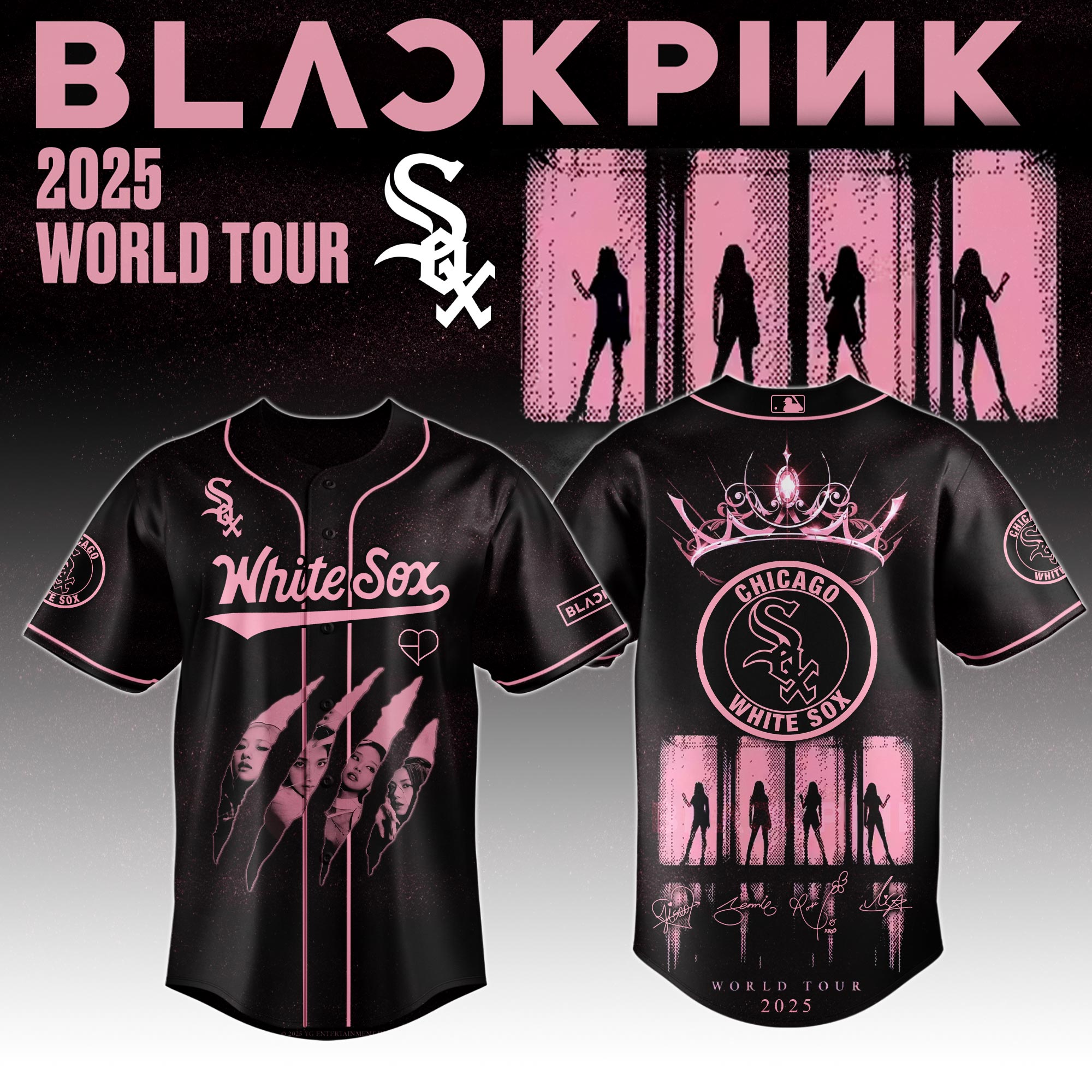 Chicago White Sox MLB x Black Pink World Tour Personalized Baseball Jersey For Fans