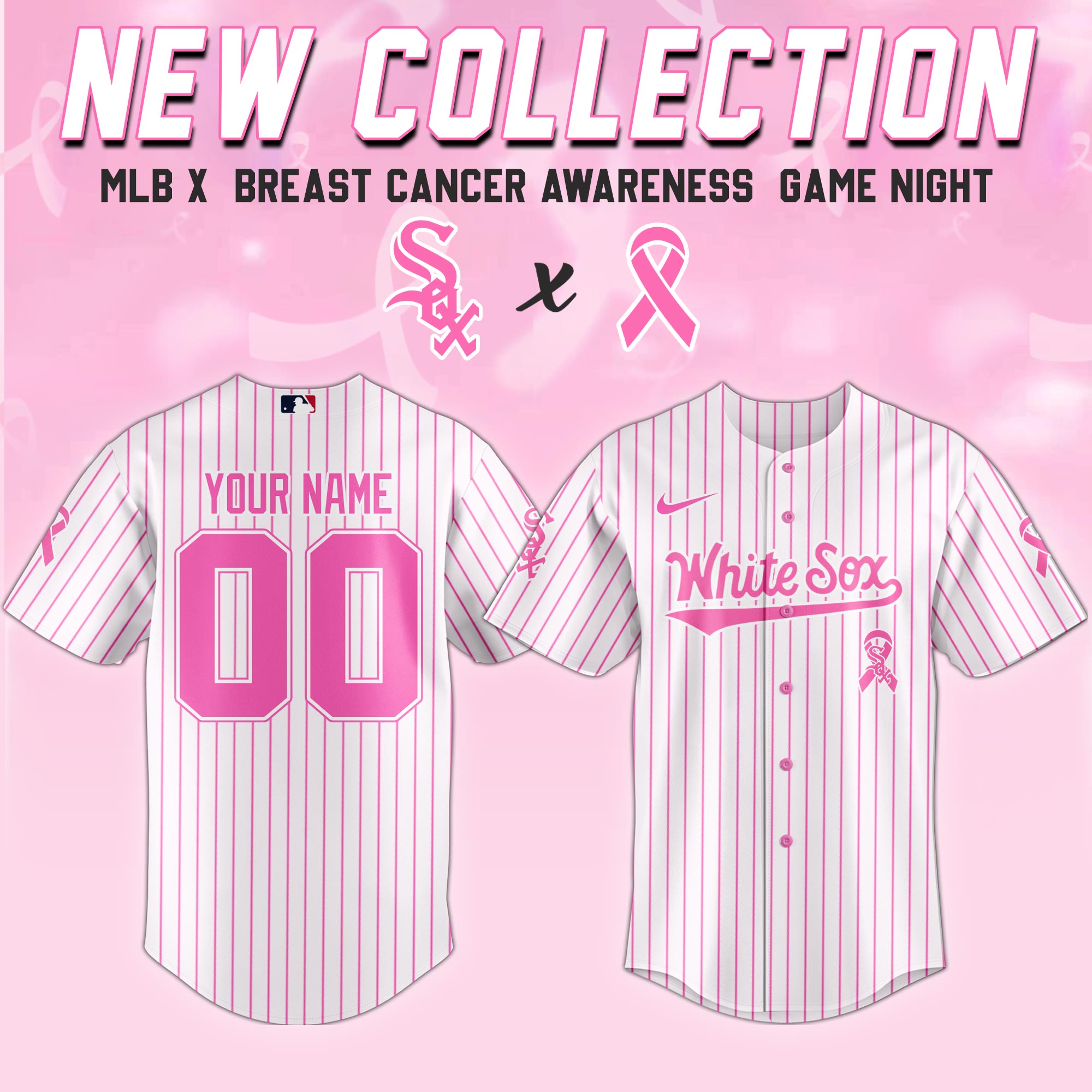 Chicago White Sox MLB X Breast Cancer Awareness Month Custom Personalized Baseball Jersey For Fans