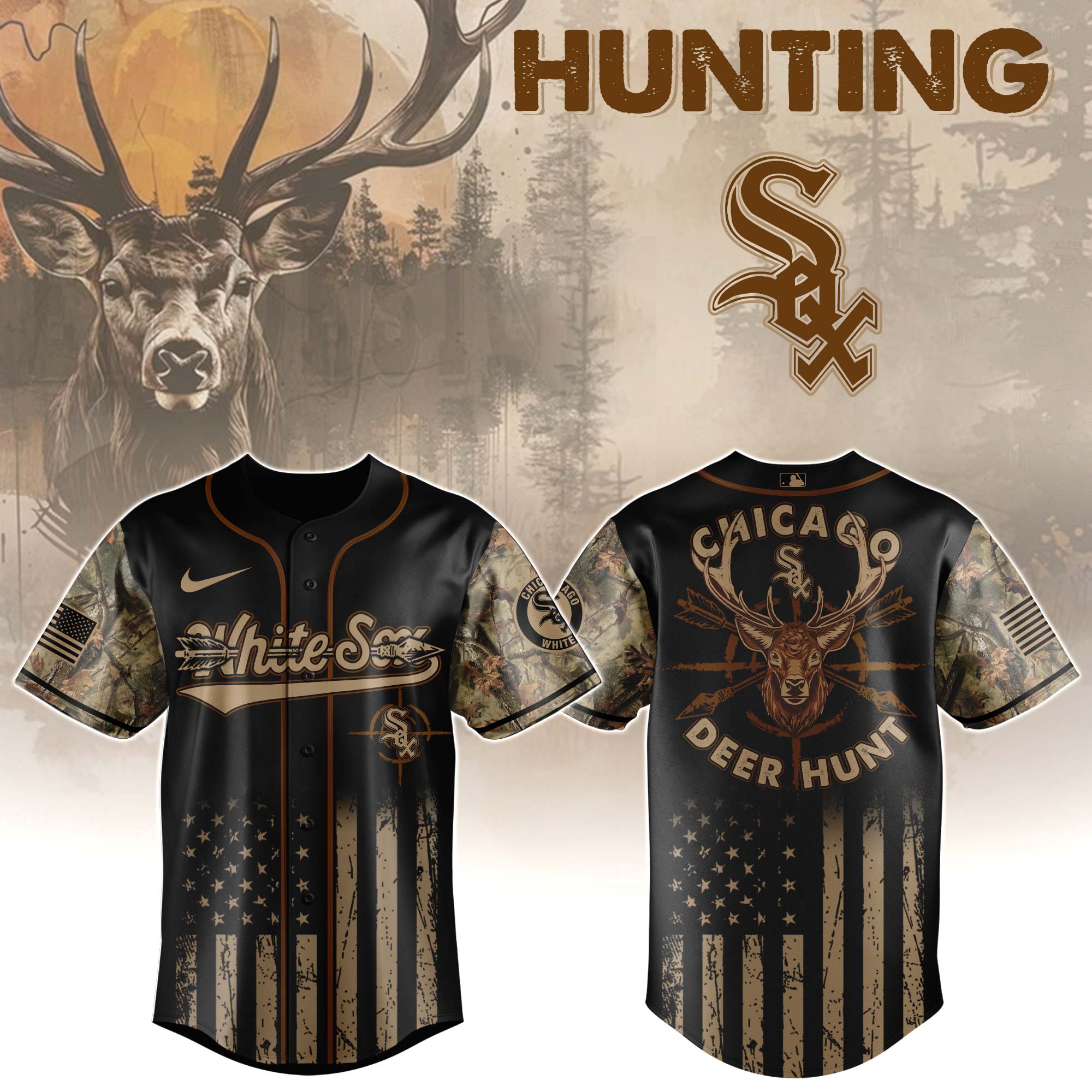 Chicago White Sox MLB x Deer Hunting Personalized Baseball Jersey For Fans