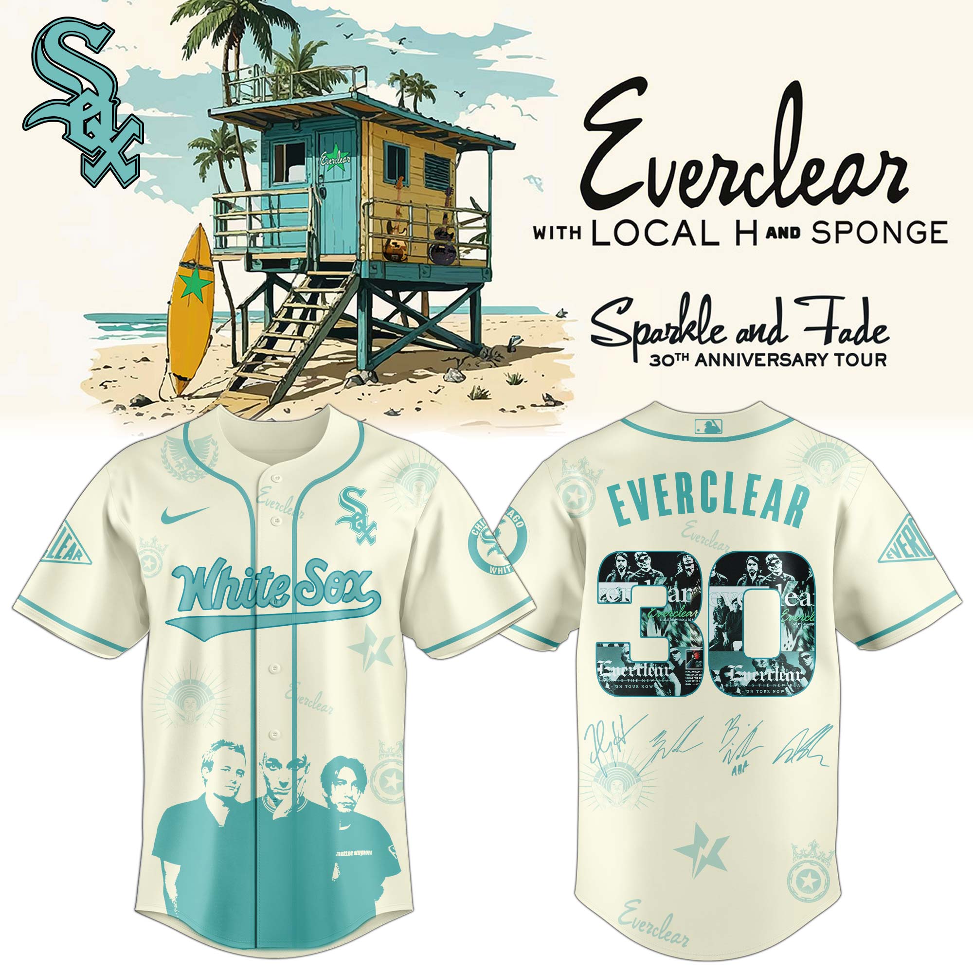 Chicago White Sox MLB x Everclear 30th Anniversary Tour Personalized Baseball Jersey For Fans