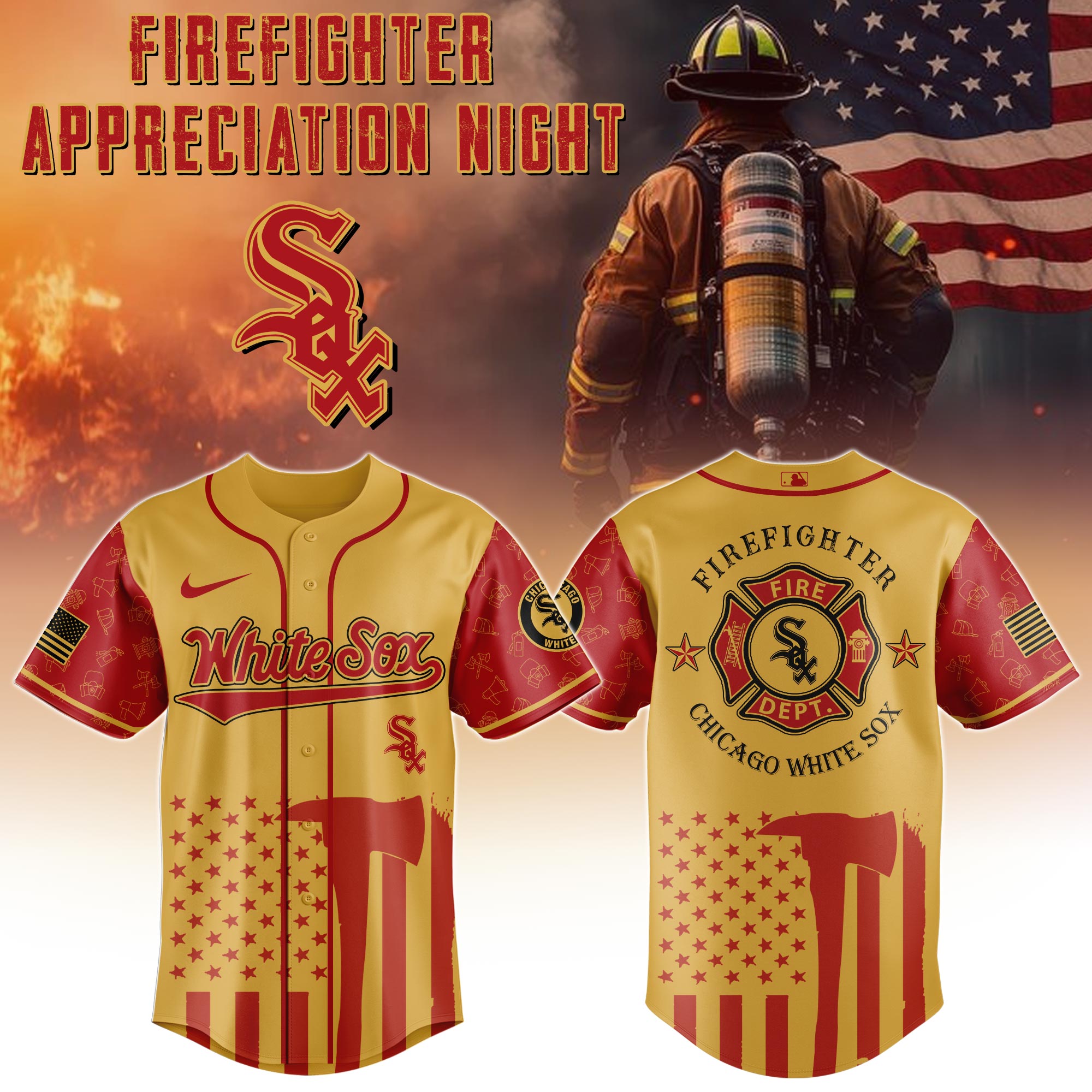 Chicago White Sox MLB x Firefighter Appreciation Night Personalized Baseball Jersey For Fans