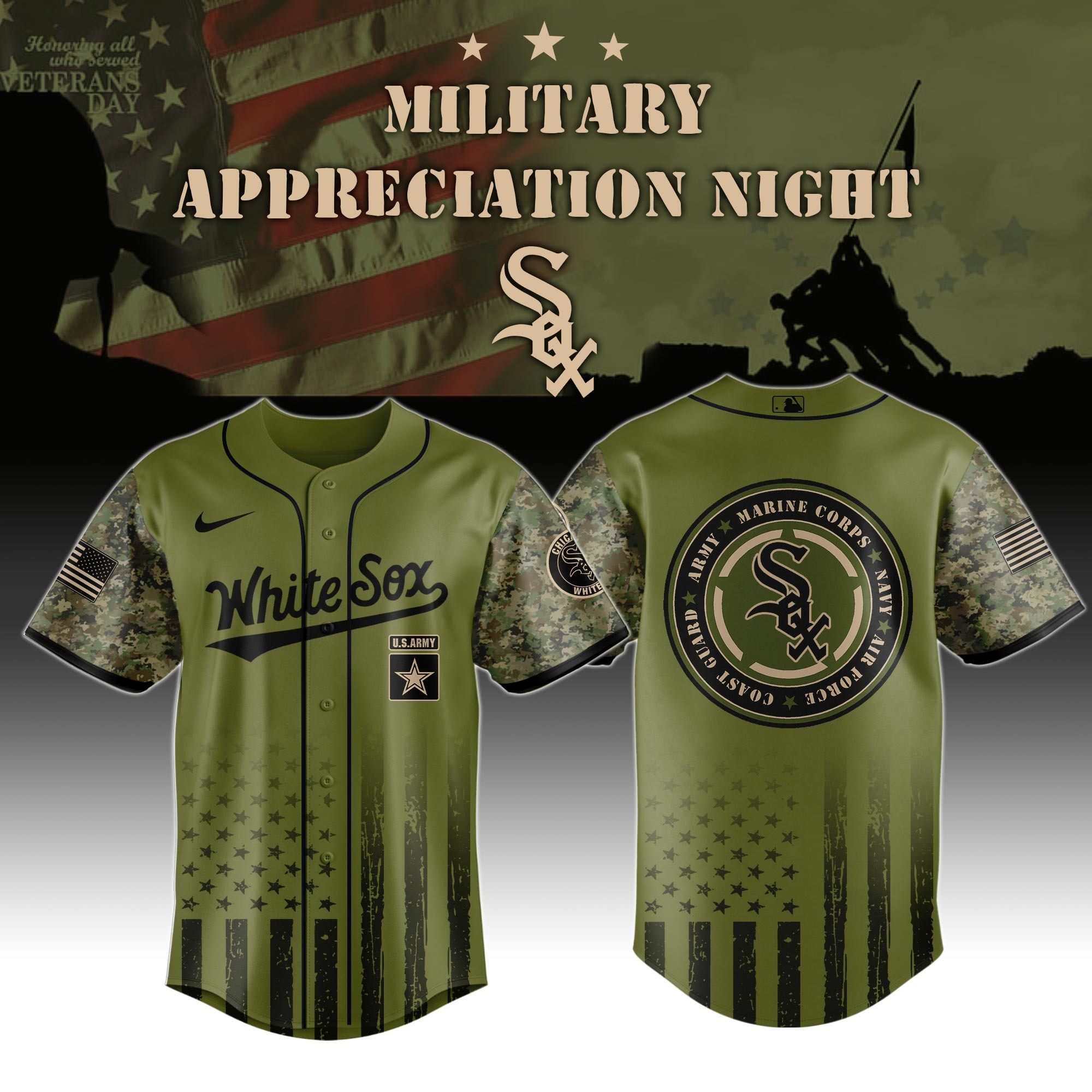 Chicago White Sox MLB x Military Appreciation Night US Army Jersey Cool Baseball Gifts