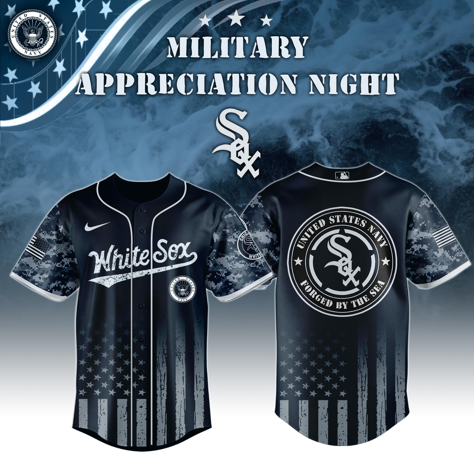 Chicago White Sox MLB x Navy Military Appreciation Night Jersey Best Gifts For Baseball Fans