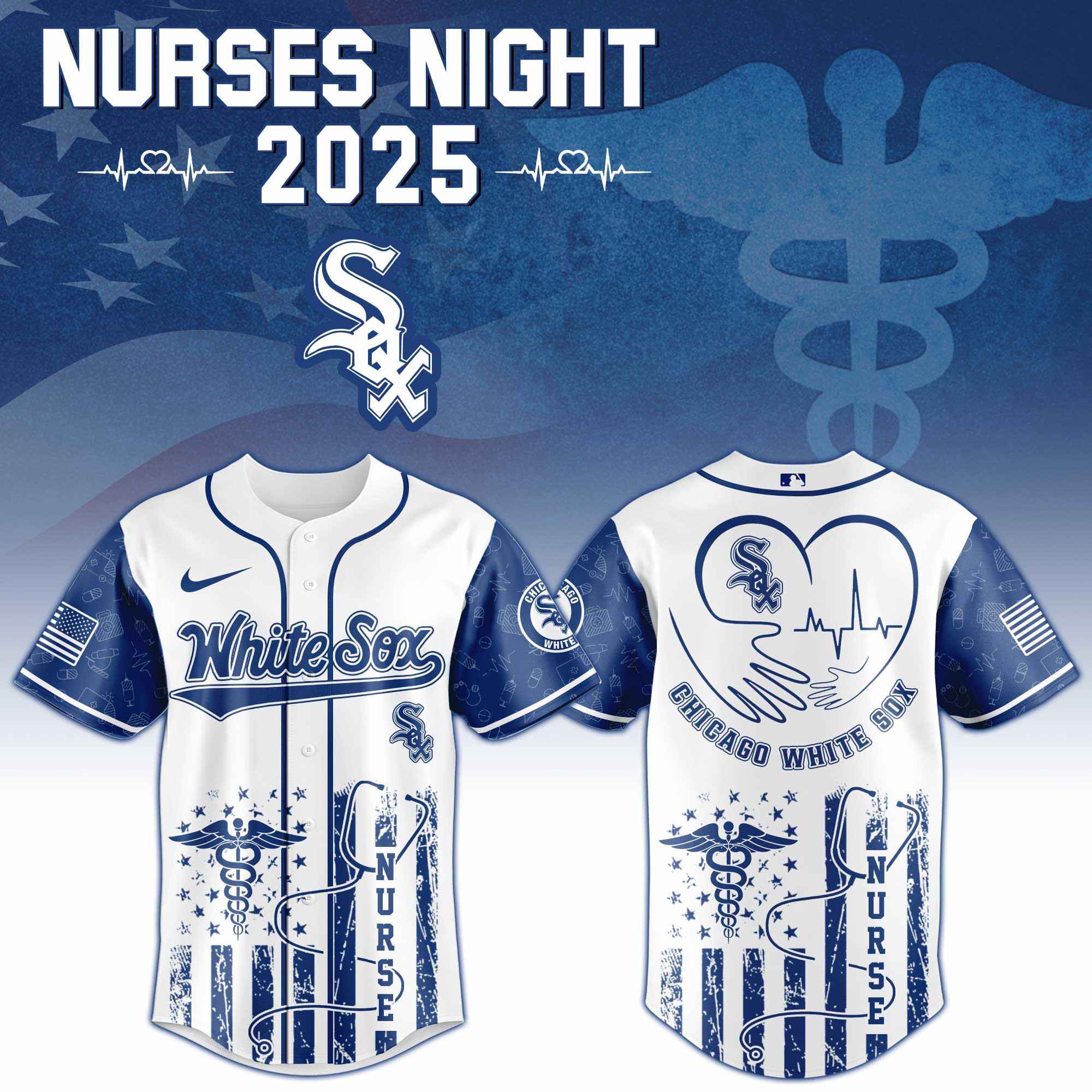 Chicago White Sox MLB x Nurses Personalized Baseball Jersey For Fans