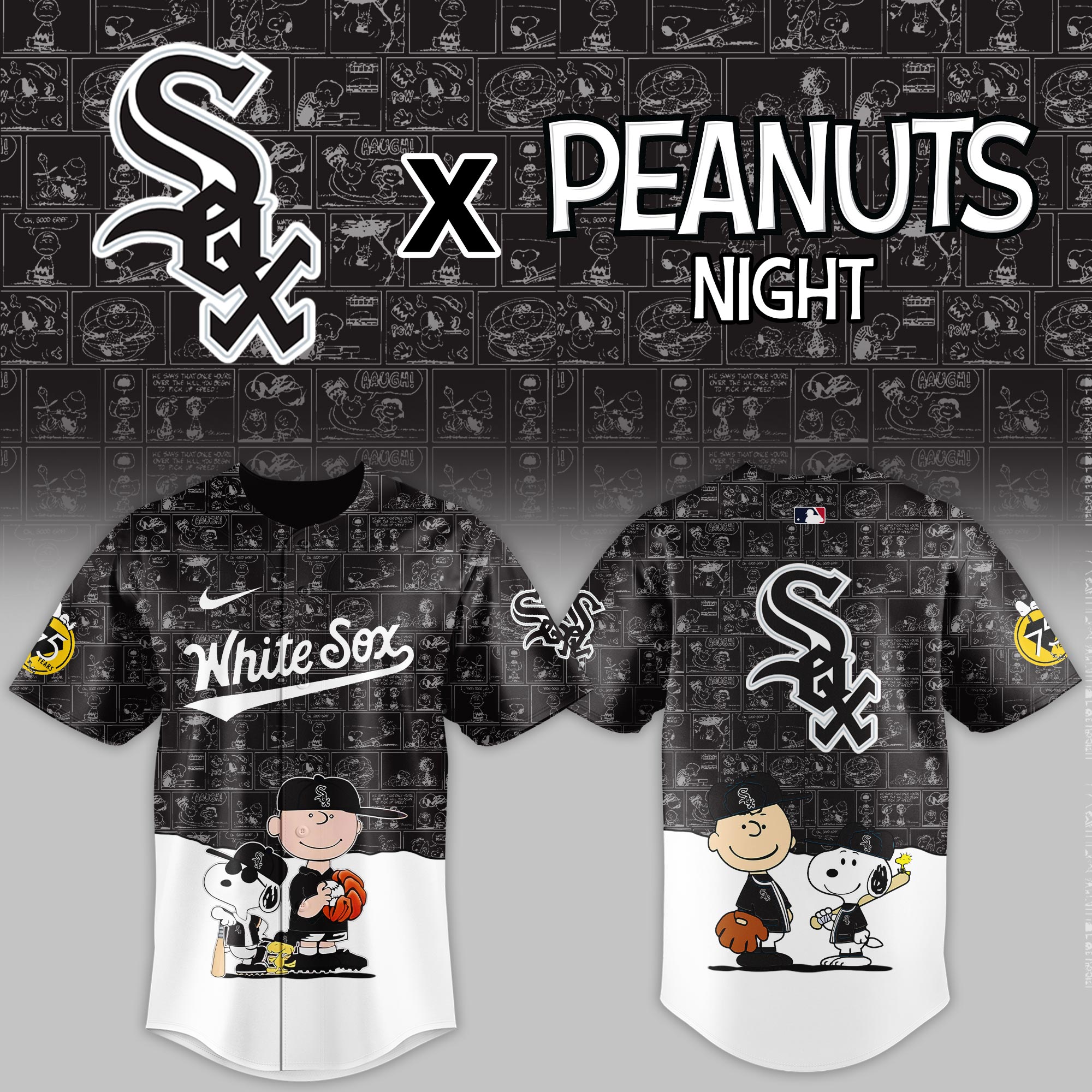 Chicago White Sox MLB x Peanuts Night Personalized Baseball Jersey For Fan