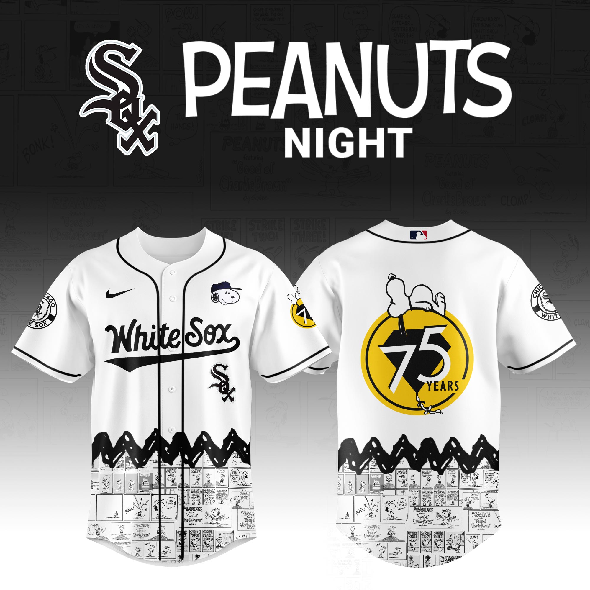 Chicago White Sox MLB x Peanuts Personalized Baseball Jersey For Fan
