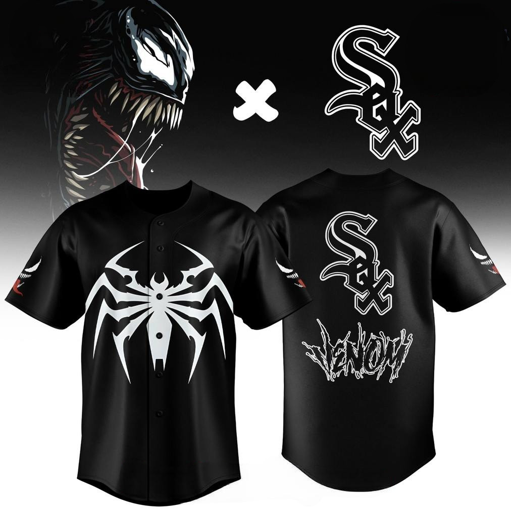 Chicago White Sox x Venom Shadow Strike Fear the Darkness Special Baseball Jersey Fans Gifts