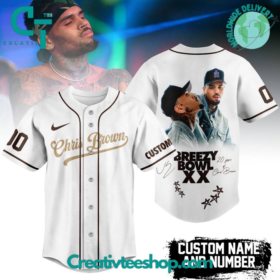 Chris Brown Breezy Bowl XX Baseball Jersey