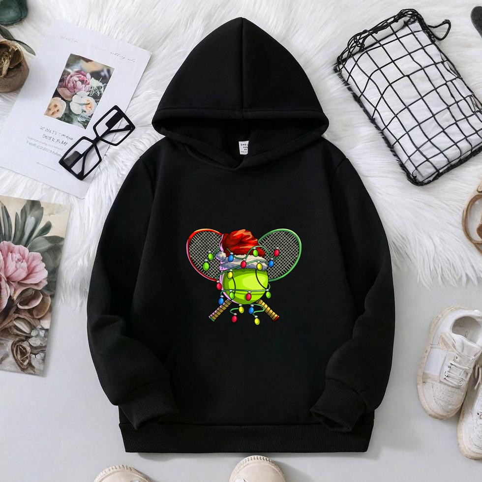 Christmas Tennis Xmas Christmas Tree Lights Tennis Player Hoodie