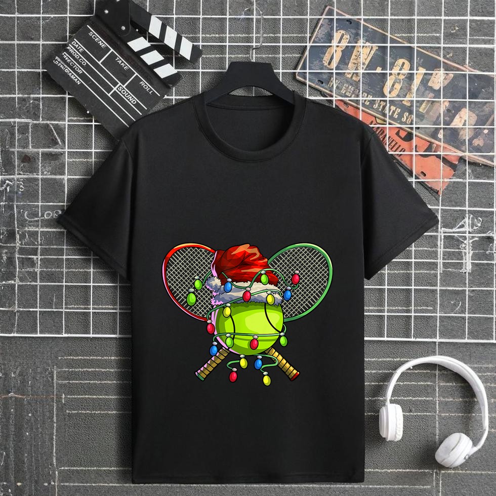 Christmas Tennis Xmas Christmas Tree Lights Tennis Player T-Shirt