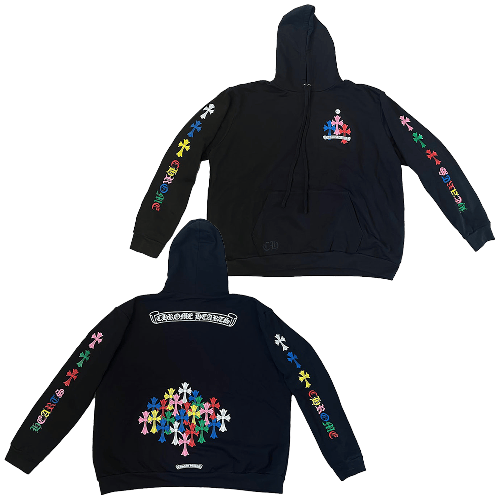 Chrome Hearts Hoodie Black Chrome Hearts Multi Color Cross Hoodie Unique Fathers Day Gifts