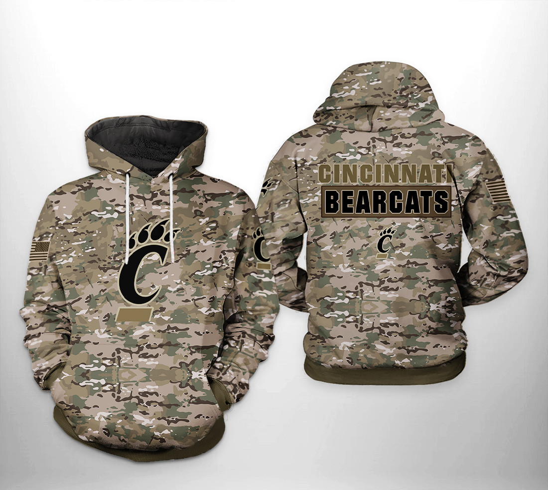 Cincinnati Bearcats NCAA Camo Veteran Hoodie  Zip Hoodie