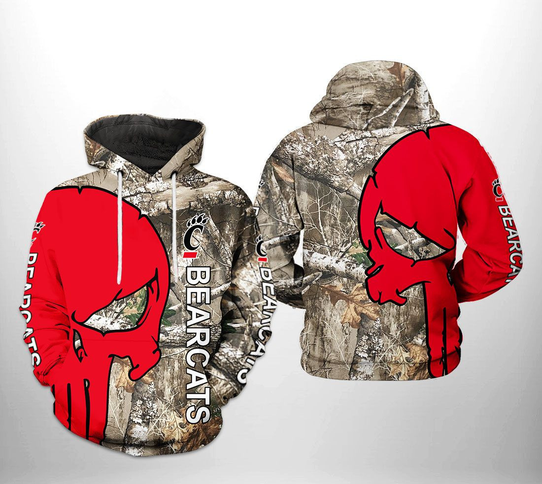 Cincinnati Bearcats NCAA Camo Veteran Hunting Hoodie  Zip Hoodie
