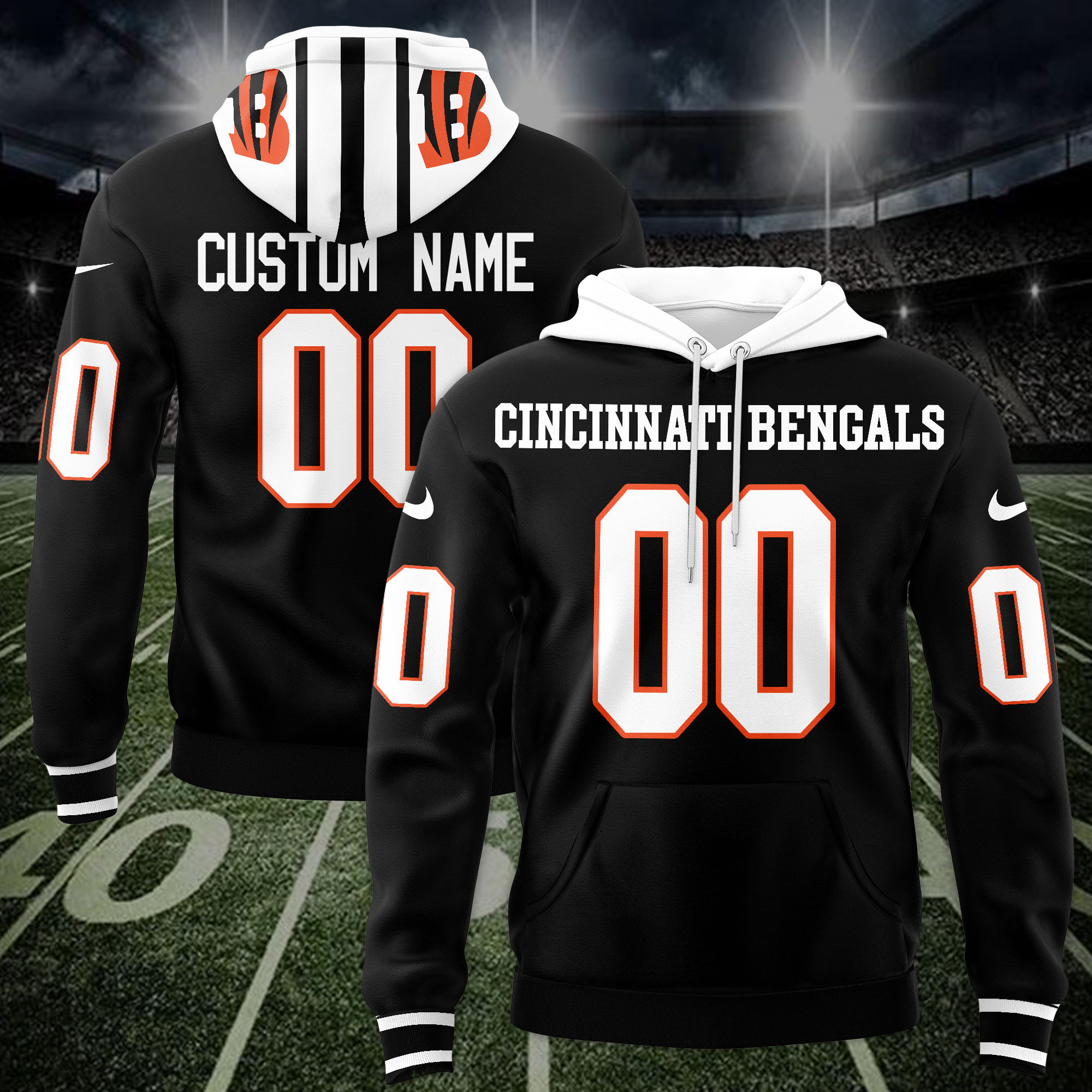 Cincinnati Bengals Custom Name And Number 3D Hoodie