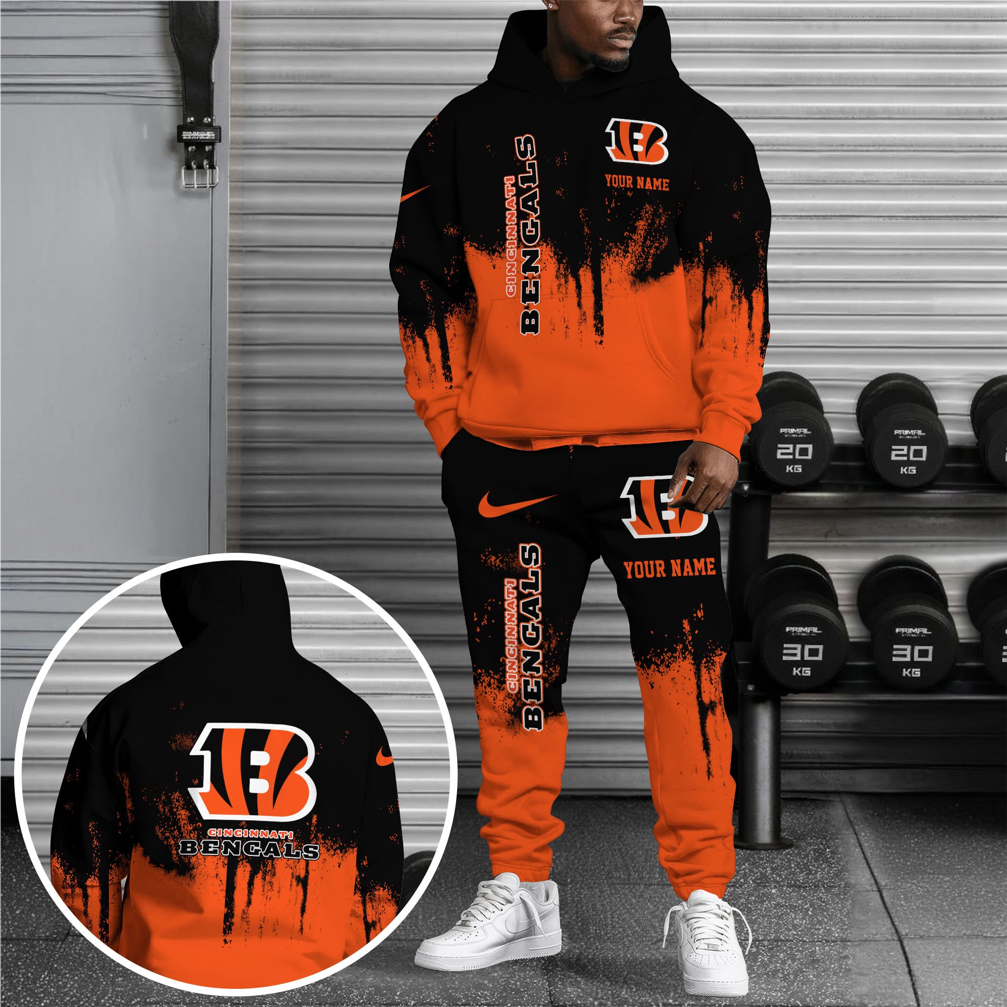 Cincinnati Bengals Hoodie Sweatpants Set, Custom Hoodie, Sport Hoodie Sweatpants Set, Sport Gifts For Fan WK49 Gift For Sport Music Fans