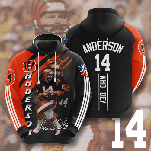 Cincinnati Bengals Ken Anderson Hoodie  Zip Hoodie Version 1679