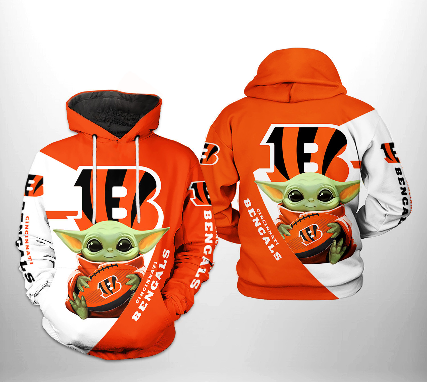 Cincinnati Bengals NFL Baby Yoda Team Hoodie Zip Hoodie