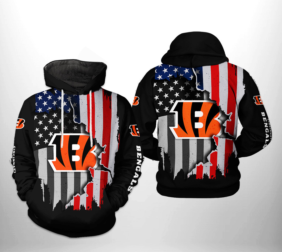 Cincinnati Bengals NFL US Flag Team Hoodie Zip Hoodie