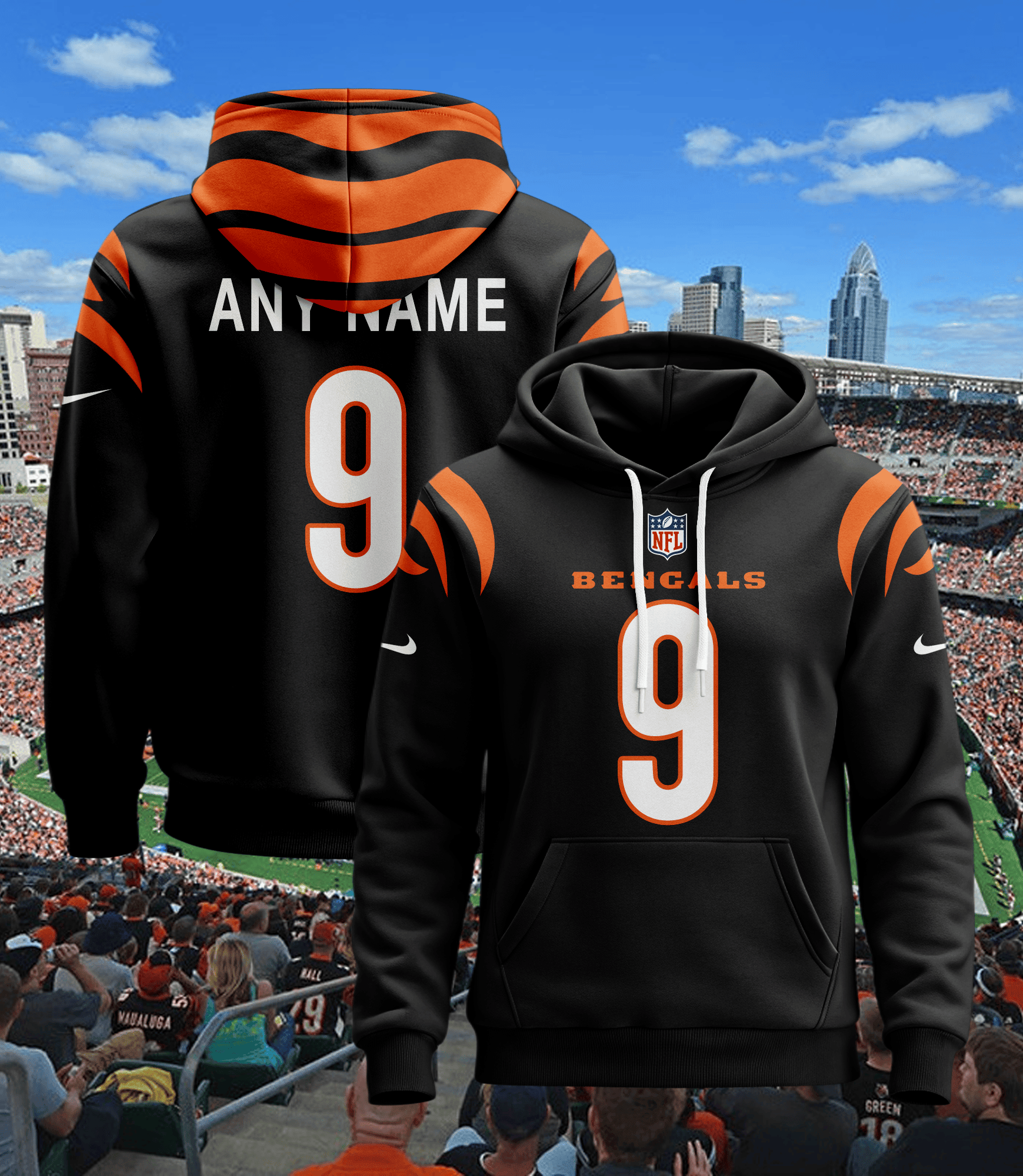 Cincinnati Bengals Personalized Name And Number NFL 3D Hoodie Version 19