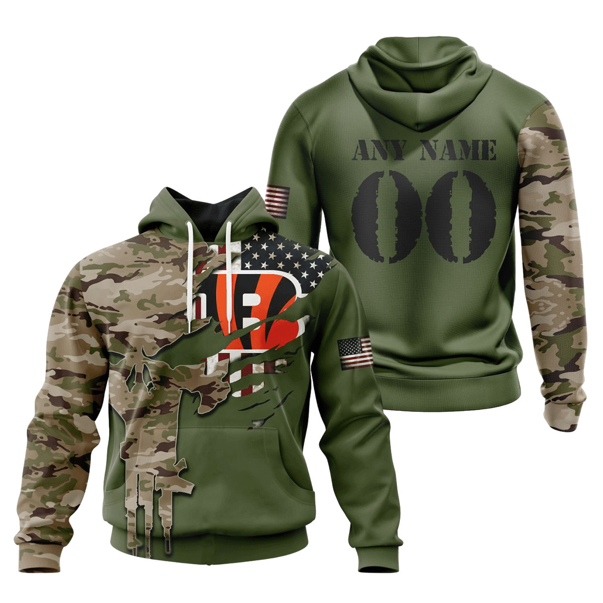 Cincinnati Bengals Special Camo Design 3D printed Sweatshirt Hoodie Zipped Hoodie