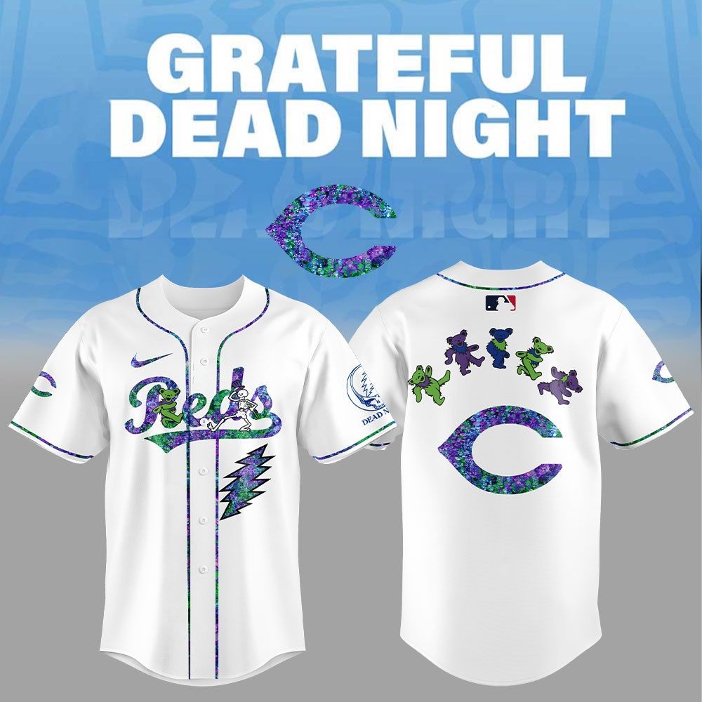 Cincinnati Reds 2025 Grateful Dead Night Jersey MLB Baseball Merch Best Gifts For Fans