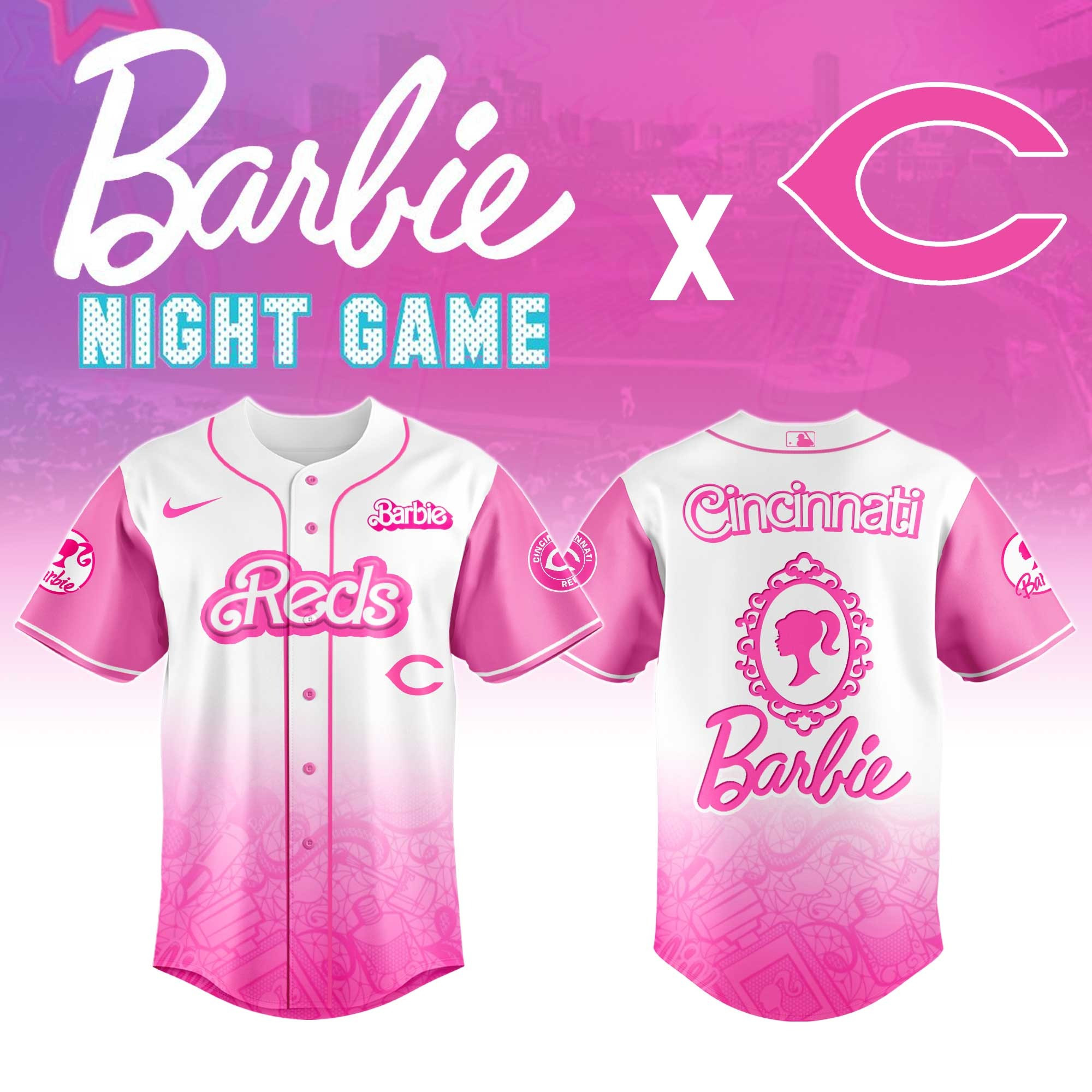 Cincinnati Reds MLB x Barbie Night Game Jersey 2025 Baseball Team Gift Ideas
