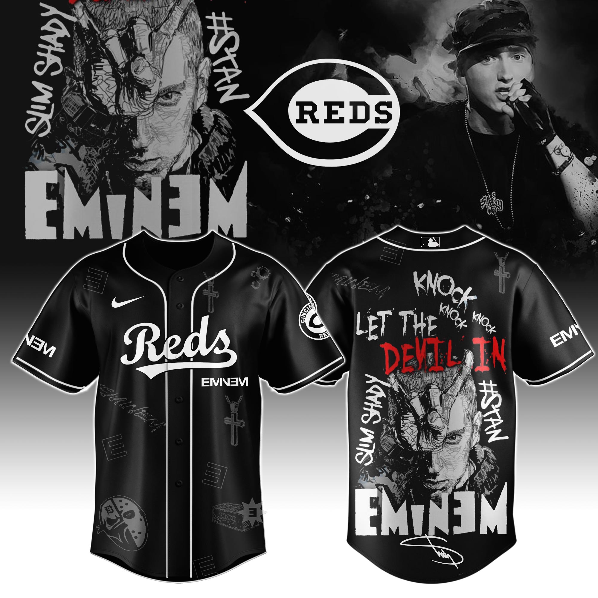 Cincinnati Reds MLB x Eminem Stans' To Launch In Theatres Worldwide Personalized Baseball Jersey For Fans