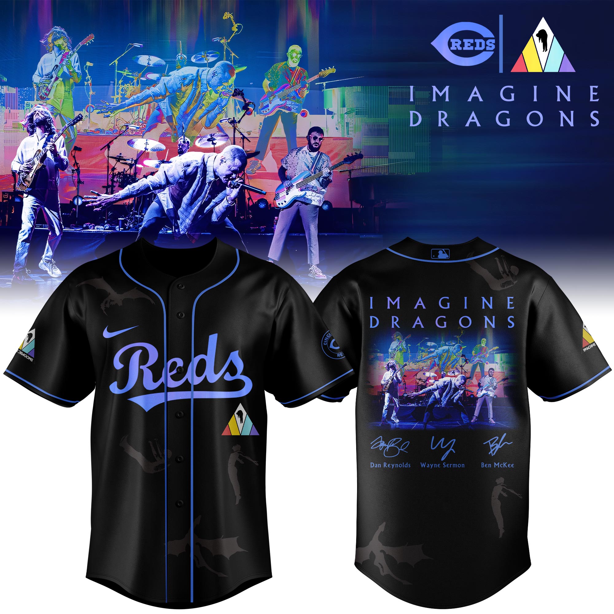 Cincinnati Reds MLB x Imagine Dragons 17th Anniversary Tour Personalized Baseball Jersey For Fans