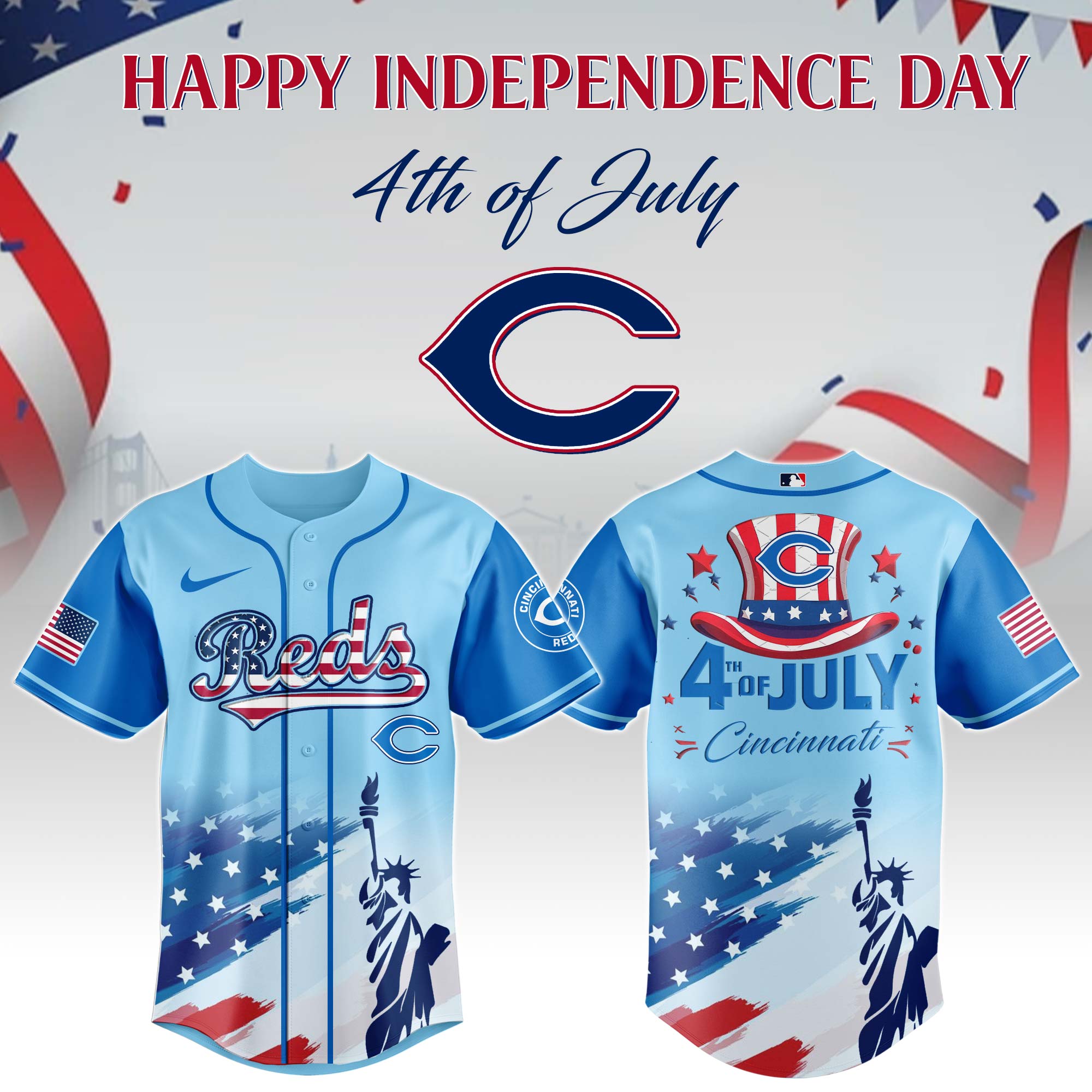 Cincinnati Reds MLB X Independence Day Personalized Baseball Jersey For Fans