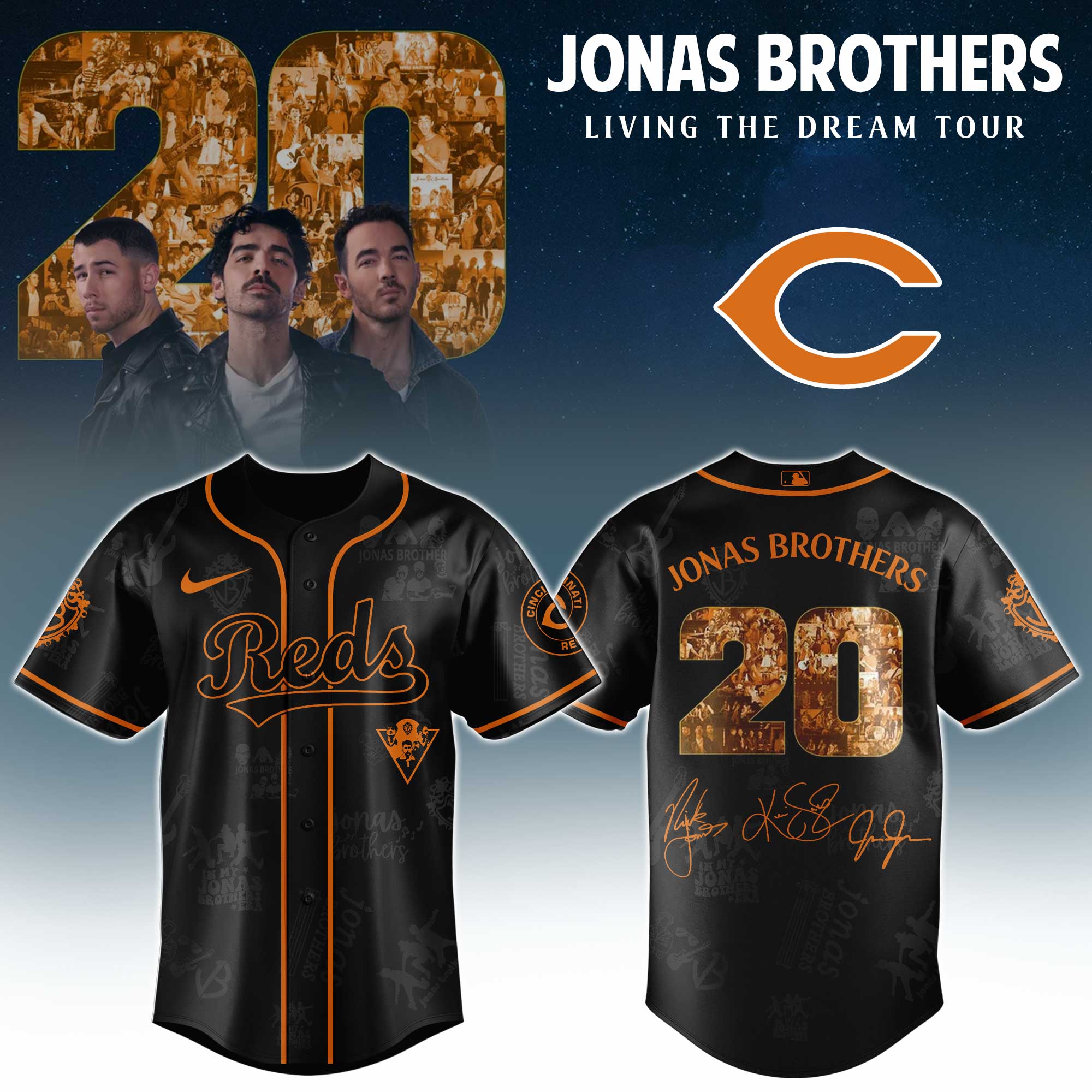 Cincinnati Reds MLB x Jonas Brothers Tour Personalized Baseball Jersey For Fans