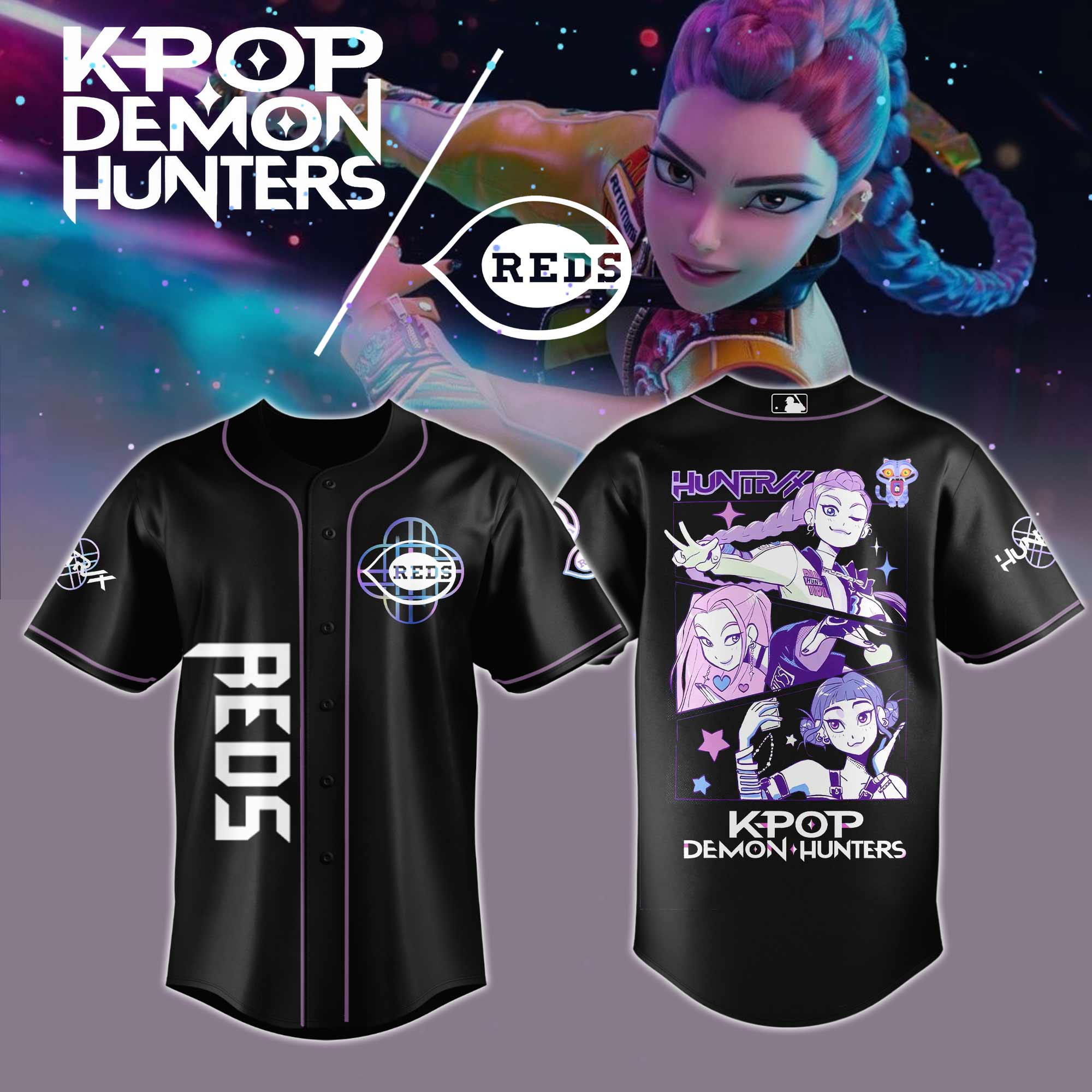 Cincinnati Reds MLB x KPop Demon Hunters Personalized Baseball Jersey For Fans