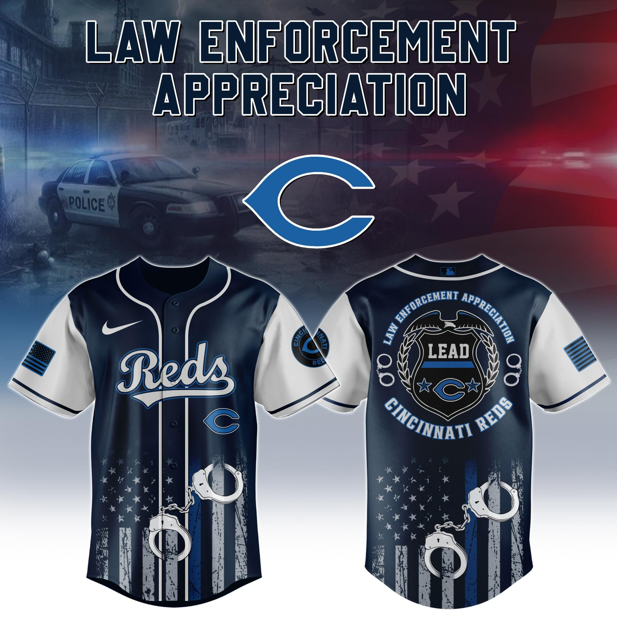Cincinnati Reds MLB x Law Enforcement Appreciation Day Jersey Unique Gifts For Baseball Fans