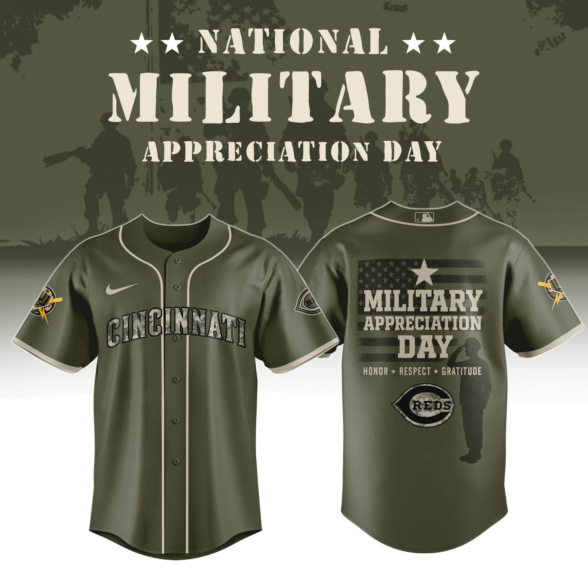 Cincinnati Reds MLB x Military Appreciation Day Jersey Personalized Baseball Jersey For Fan