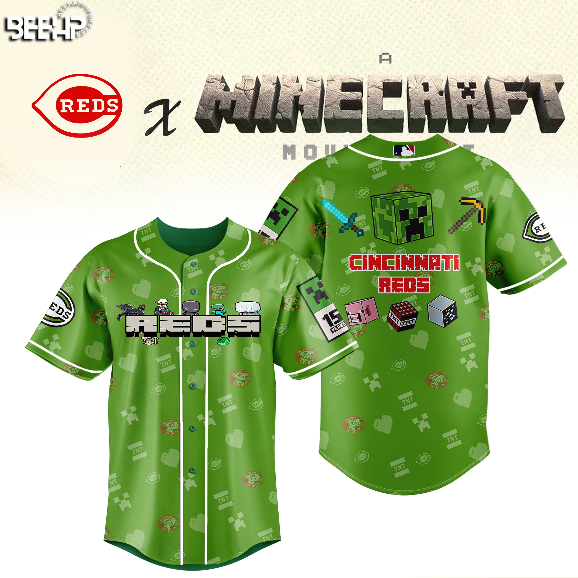 Cincinnati Reds MLB x Minecraft Personalized Baseball Jersey For Fan